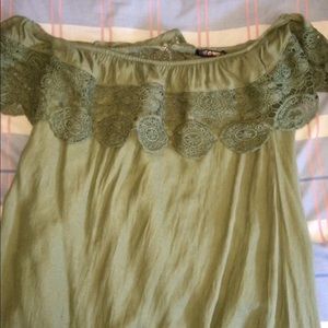 Olive green off the shoulder dress